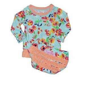 Ruffle Butts Floral Rashguard + Bottoms 2 piece Swimsuit Bathing Suit Set 6-12M